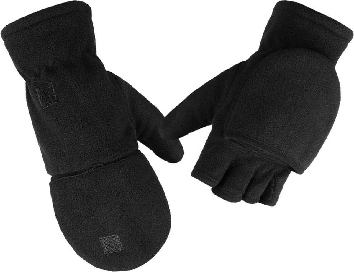Fingerless Knitted Gloves with Hood - Winter Gloves - , Fingerless Polar Fleece Gloves - Fingerless Warm Gloves - Windproof Gloves with Flip Cover for Men and Women - 1 Pair