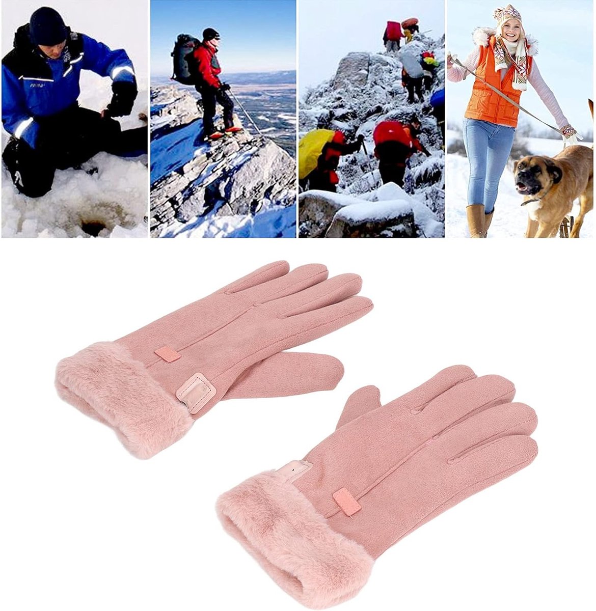 Heated Gloves - USB Heated Gloves for Cycling - Women's Heated Gloves - Cold-Proof Cycling Gloves - Touchscreen - Knitted Thermal Gloves - Pink - Three Modes - Comfortable - Suitable for Bicycles, E-Bikes, Scooters