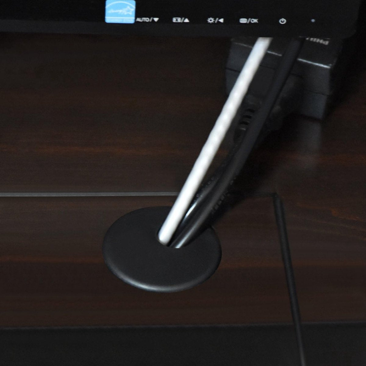 Desk cable grommet - 6 pieces - Ø 45mm - Cable grommet - ABS - Desk cable grommet - Desk end caps - Cable Organizer - Desk cable tray - Plastic cap with opening - Round - Cable organizer - Black - Sustainable - Neat