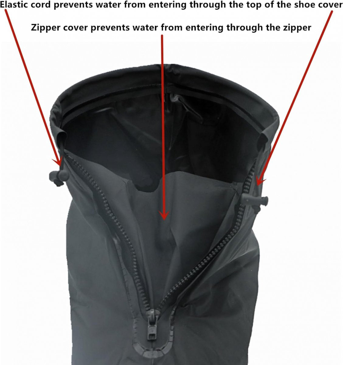 Waterproof Shoe Covers - Rain Shoe Covers - with Zipper and Drawstring - Waterproof Shoe Protectors - Motorcycle Scooter Bicycle Shoe Cover - Shoe Rain Cover - Shoe Cover - Shoe Covers - Anti-Slip - Size 41-42 - Black