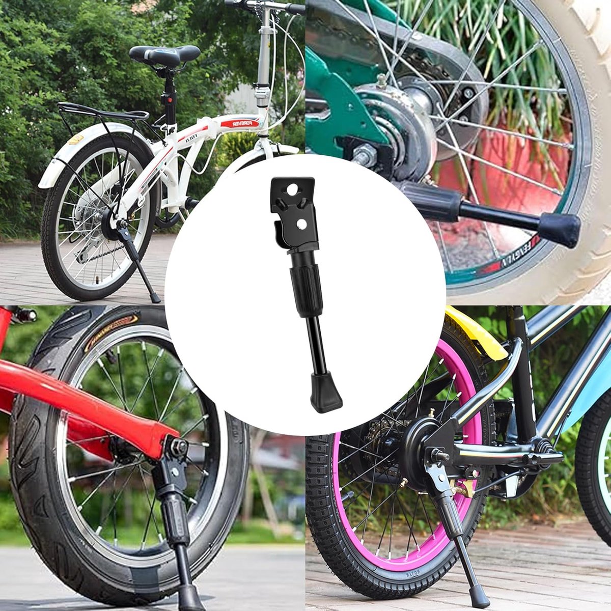 16 Inch - Bicycle Stand for Children's Bikes - MTB Kickstand - Single Bicycle Stand - Bicycle Accessories for Children - Bicycle Stand - Side Stand for Bicycles - Bicycle, E-Bike, City Bike & Mountain Bike - Pink - Easy to Install