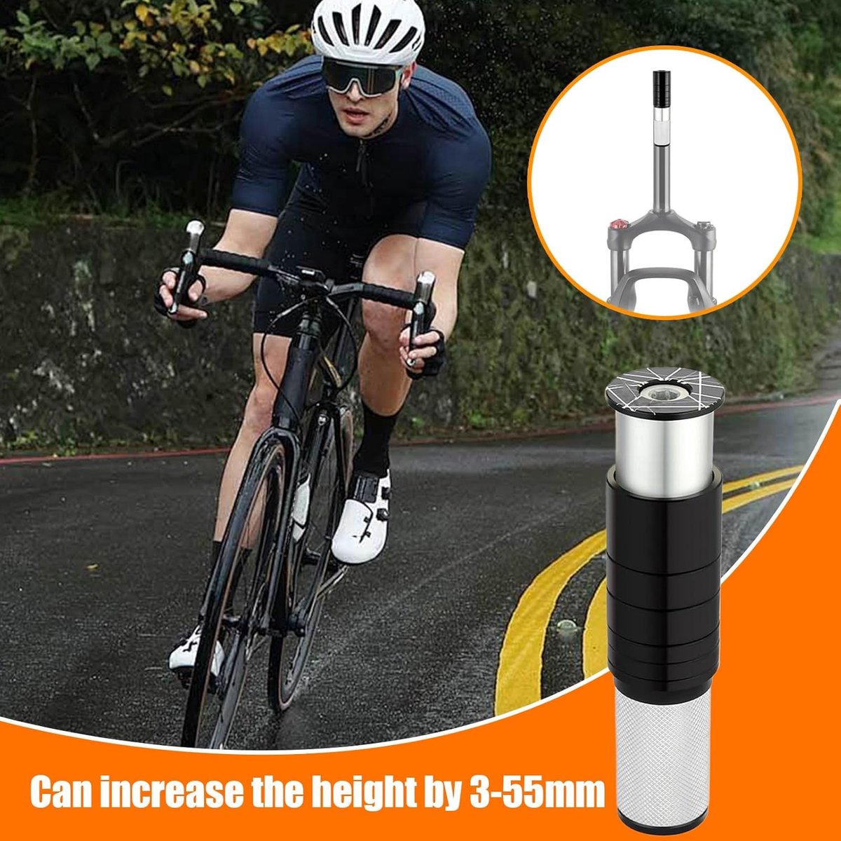 Stem Extender - Professional Stem Extender - Bicycle Handlebar Riser - Bicycle Handlebar Riser - Comfortable Cycling - Sturdy - Non-deformable - Comfort - Stability Performance - Ideal for Everyday Cyclists / Cycling Enthusiasts - Black