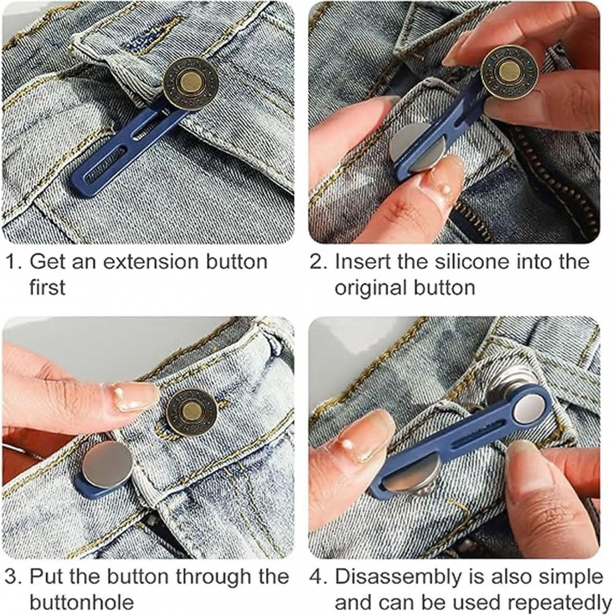 Buttonhole Extender 6 Pieces Bronze - Trouser Expander - Jeans Trouser Expander - Trouser Widening Button - Denim Extension Button - Button Extender - Reusable - Maternity Belly Band - Maternity Trouser Expander - Buttonhole Elastic