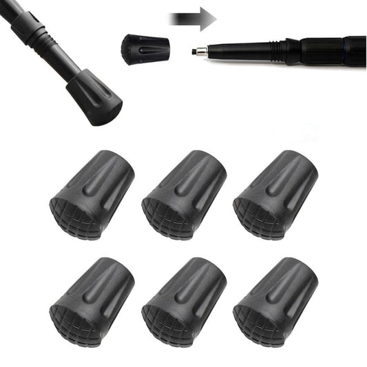 Nordic Walking Tips - 6 Pieces - Walking Stick Tips - Crutch Tips - Nordic Walking Pads - Nordic Walking Cane Tips - Round Nordic Footings - Trekking Pole Tips - Replacement Tips - End Stop - Walking Stick Base - Easy to Install - Black