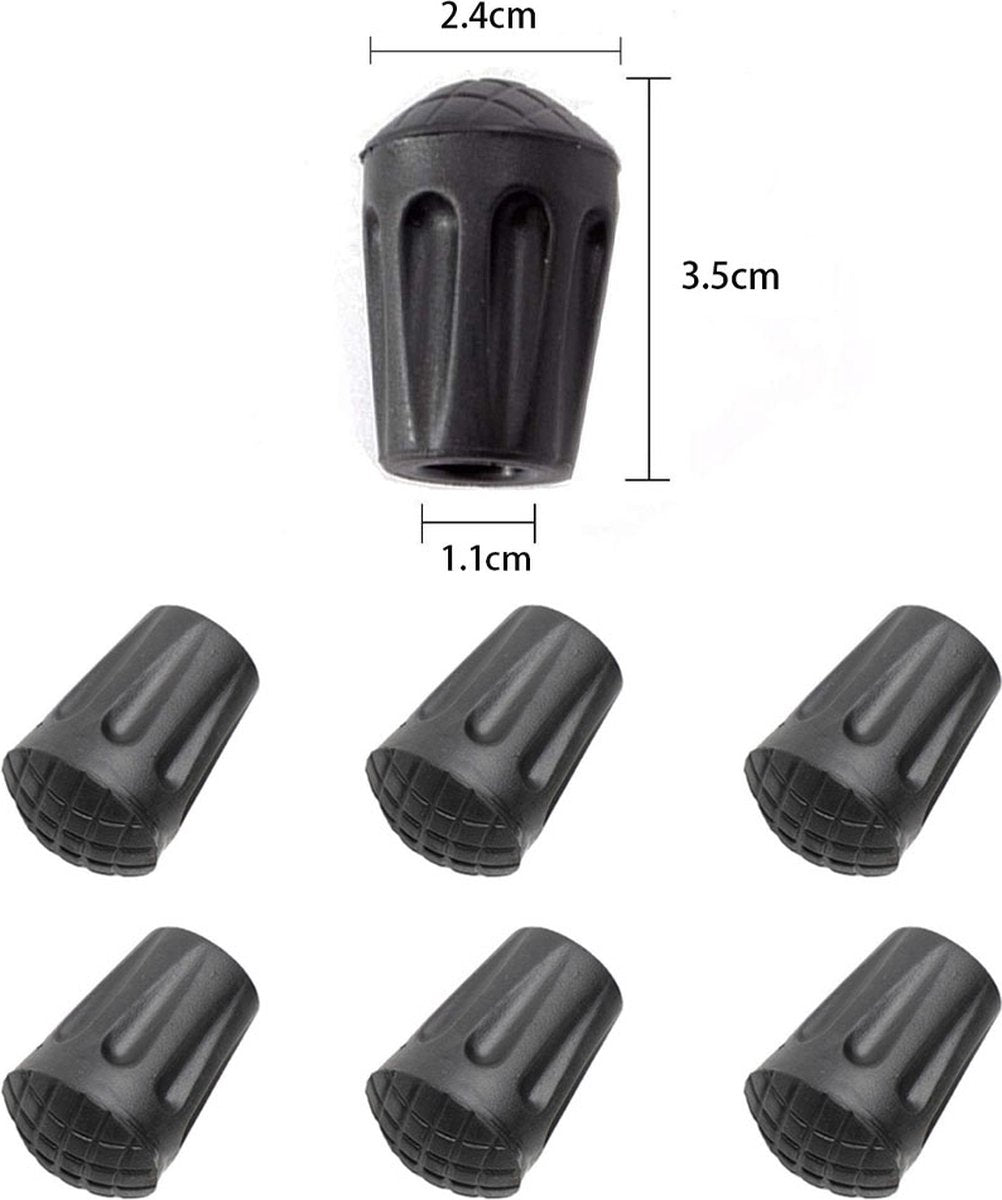 Nordic Walking Tips - 6 Pieces - Walking Stick Tips - Crutch Tips - Nordic Walking Pads - Nordic Walking Cane Tips - Round Nordic Footings - Trekking Pole Tips - Replacement Tips - End Stop - Walking Stick Base - Easy to Install - Black