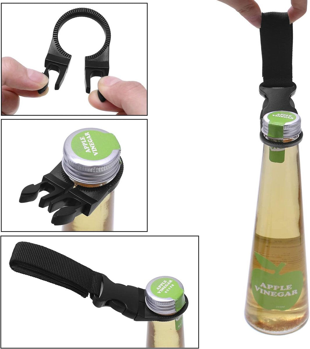Bottle Hanger - 3 Pieces - 27mm - Universal Bottle Holder - Water Bottle Holder – Belt Holder - Waist Bottle Holder - Hip Bottle Holder - Bottle Holder Belt - Drinking Bottle Holder - Black