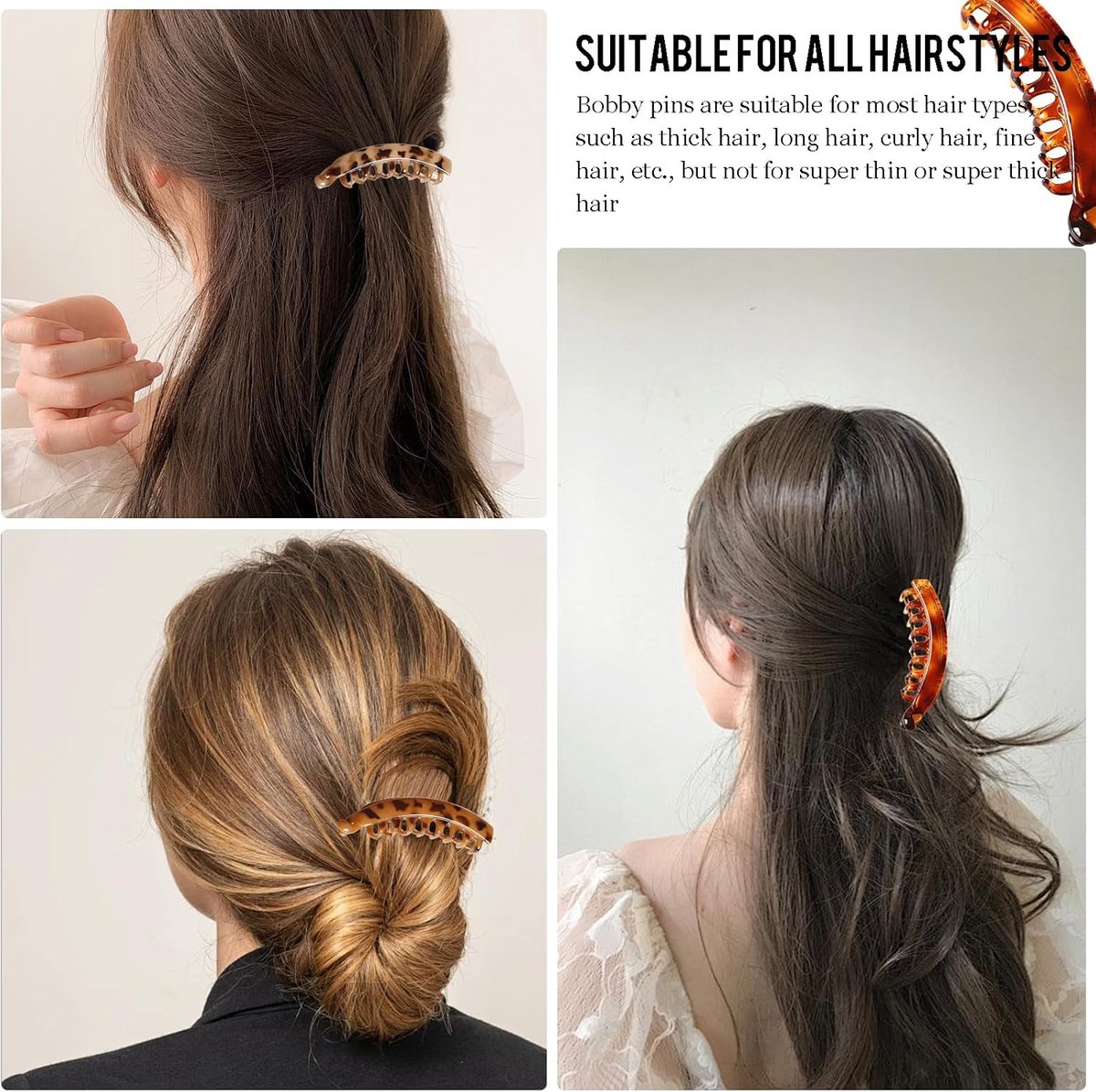 Hair Clip - 6 Pieces - Hair Clip - Hair Pin - Banana Clips - Large Hair Clip - Party - Small Hair Clips - Large Hair Accessories For Thick Hair - Versatile - Not Easy To Break - Fashion & Simple - Summer - Women - Plastic - 13cm