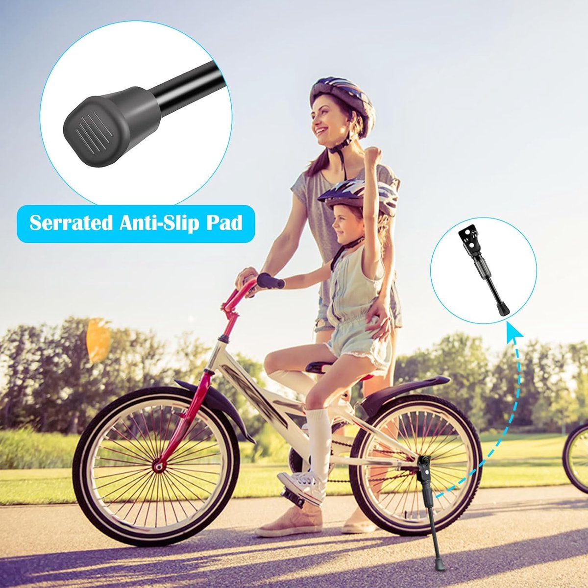 16 Inch - Bicycle Stand for Children's Bikes - MTB Kickstand - Single Bicycle Stand - Bicycle Accessories for Children - Bicycle Stand - Side Stand for Bicycles - Bicycle, E-Bike, City Bike & Mountain Bike - Black - Easy to Install