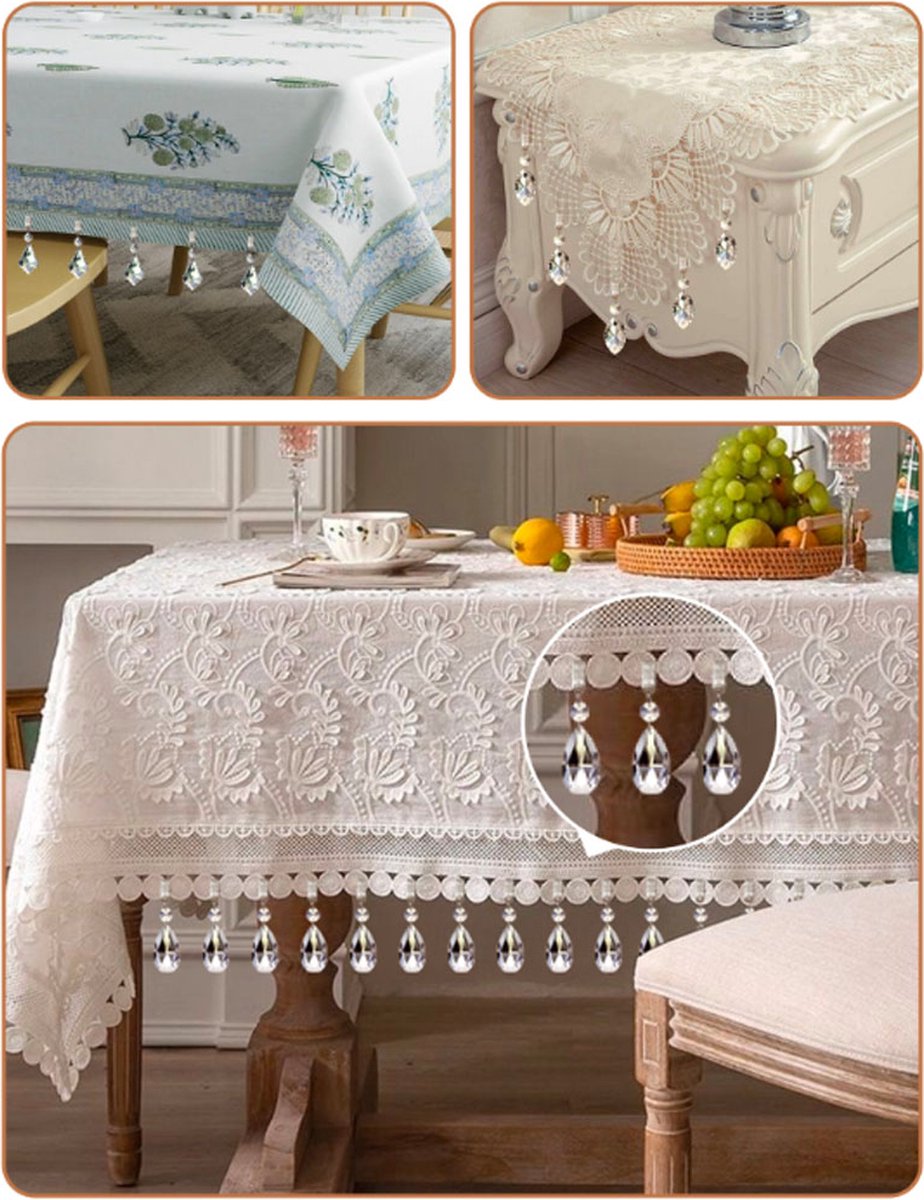 Tablecloth Weights - 8 Pieces - Tablecloth Weights - Garden Oilcloth/Tablecloth Weight Balls - Tablecloth Weighters - Weighted Tablecloth Hangers - Metal Clip - For Picnic Tables - Keep Tablecloths in Place