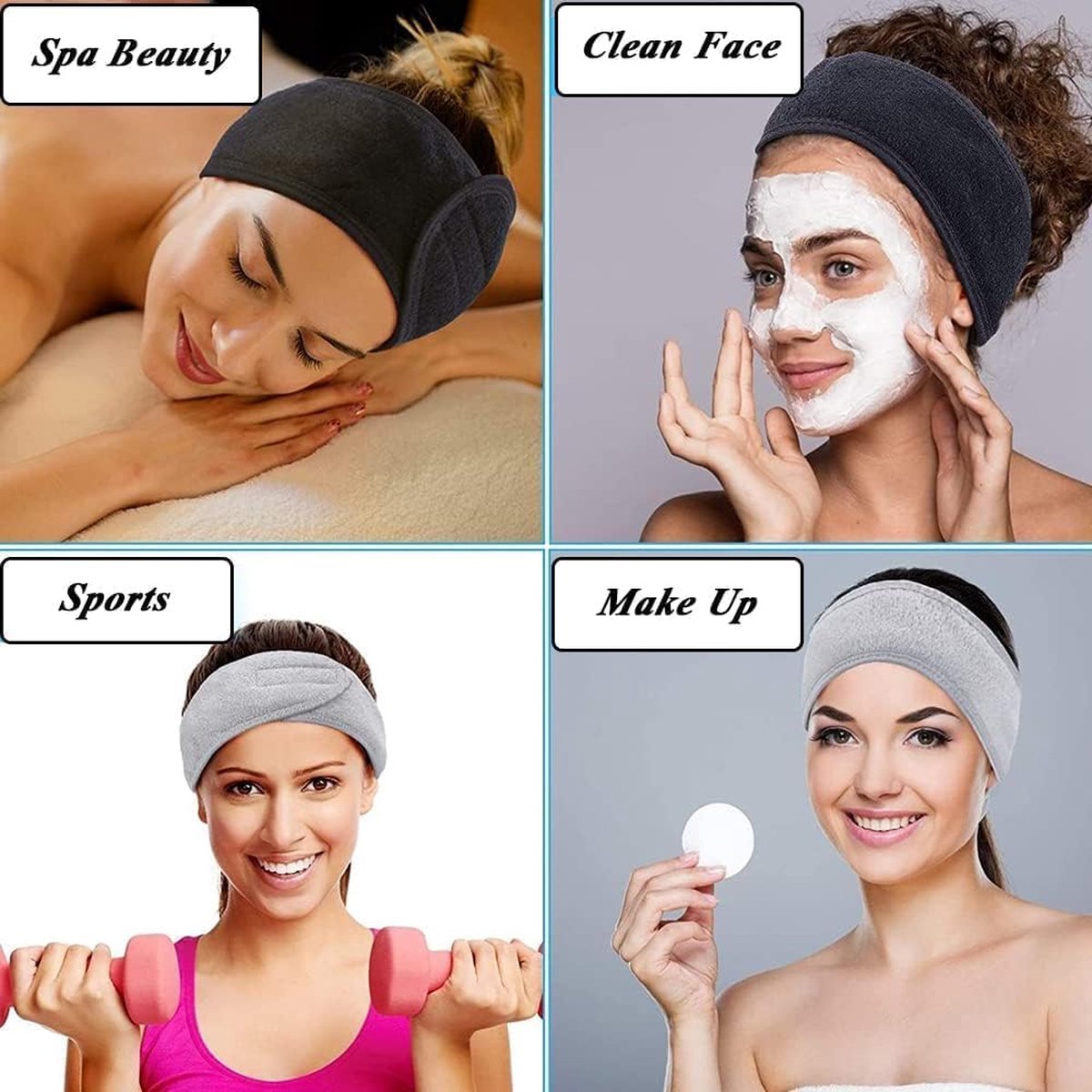 Headband - 10 Pieces - Sports Headband - Women's Headbands - Wide Headbands - Non-Slip - For Makeup, Facial Cleansing, Face Mask, Sports - Women and Men - Mix 10 Colors