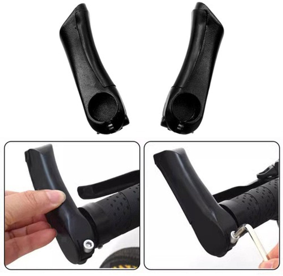 Bicycle Handlebars - 1 pair Assistant Handlebars - Professional Anti-slip Handlebars - Ergonomic Handlebar Set - Sturdy Bikegrips - Easy to mount - Lightweight - Universal - Ideal for Bicycles / Scooters / Everyday cyclists / Cycling enthusiasts