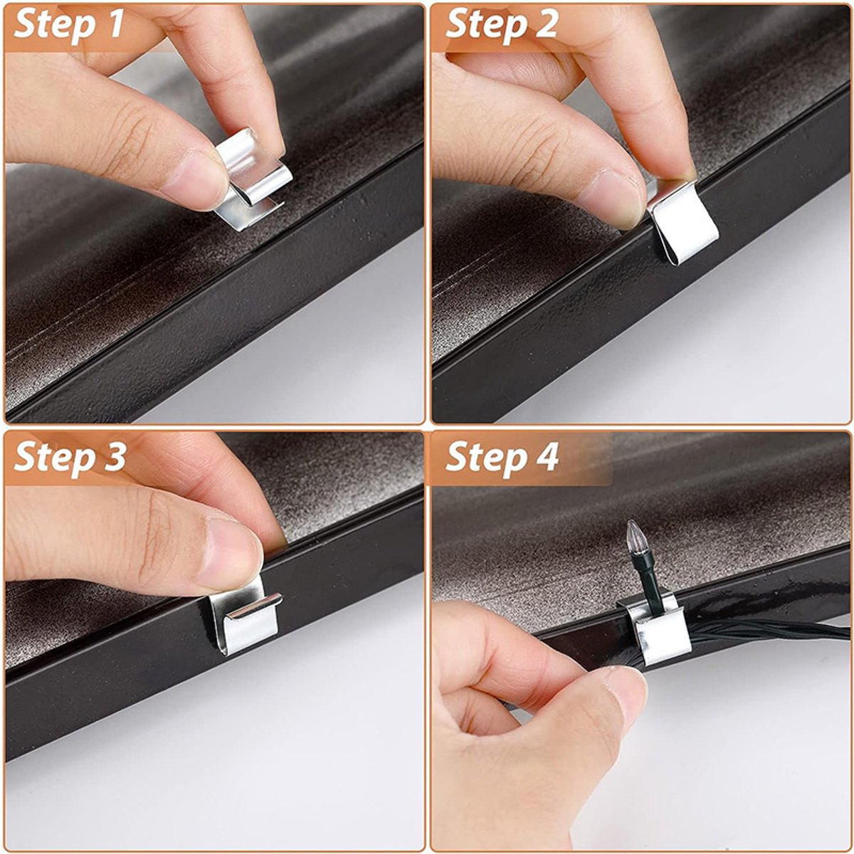 Cable Clips - 100 Pieces - Cable Holder - Halloween - Christmas - Nail Clip - Cable Tie - Clips - Cable Channel - Ties - Cable Lock - Cable Channels - Roof Hooks - Cable Clamp - Strong Clamping Force - 24 x 15 mm - Very Suitable for Party / Halloween / Ch