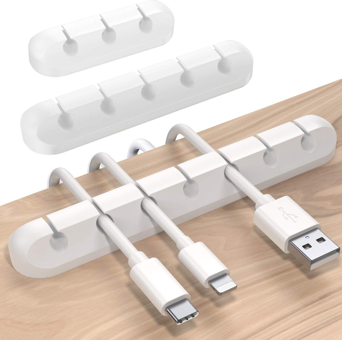 Cable Organizer - Cable Clips for 3/5/7" Cables - Self-Adhesive Cable Clips - Cable Clamp - Cable Holder - Cable Tray - Cable Management - Cable Organizer - Desk Organizer - for USB Charging Cable, Power Cord, Mouse Cable - White - 3 Pieces