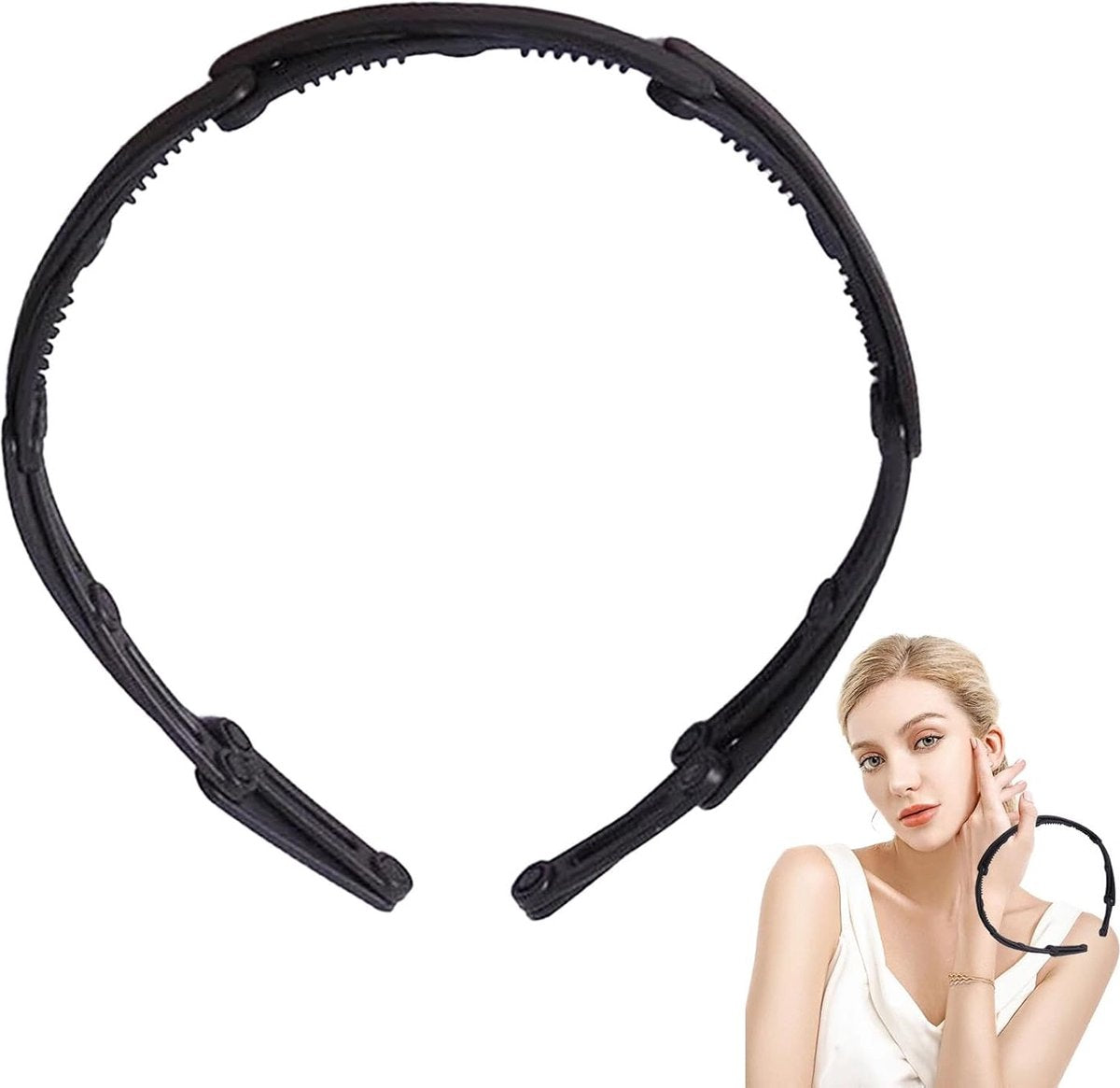 Headband - Tiara - Foldable and Scalable - Women's Headbands - Foldable Tiara - Foldable Headband - Black - Women - Teens - Girls - Lightweight - Running - Athletic - Gym - Dance - Yoga - Hair Accessories