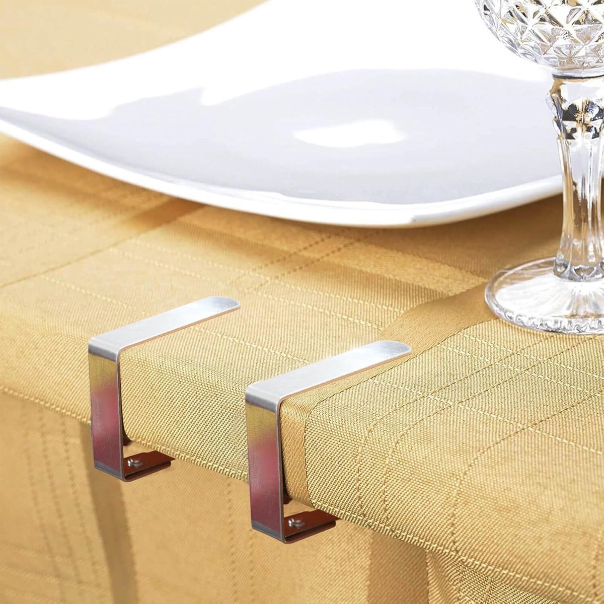 Tablecloth Clips - 8 Pieces - Tablecloth Clips - Sturdy Table Clips - Stainless Steel - Secure Tablecloth - for Tablecloth - Indoor and Outdoor - Garden Items - Silver