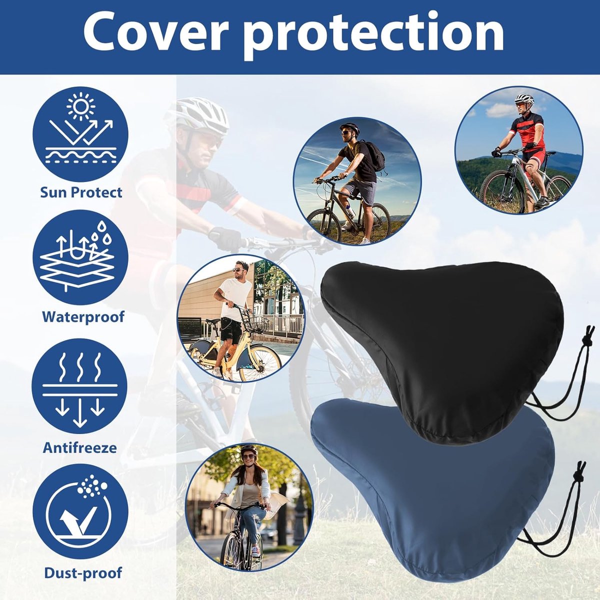 2 pieces - Bicycle Saddle Cover - Bicycle Saddle Cover - Waterproof Saddle Cover - Cover for Bicycle Saddle - Rain Cover - Saddle Cover - with drawstring - outdoor saddle cover - bicycle accessories - waterproof - universal - rain and dust protection - 24
