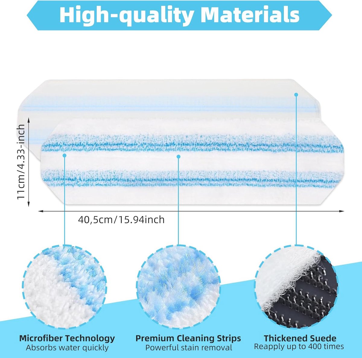 8-piece replacement mop pad set suitable for O Cedar H2prO mop system, suitable for Vileda H2PrO Flat Mop Refill Kit - mop head replacement - replacement mop pads - machine washable, reusable, easy to install, for all hard floors