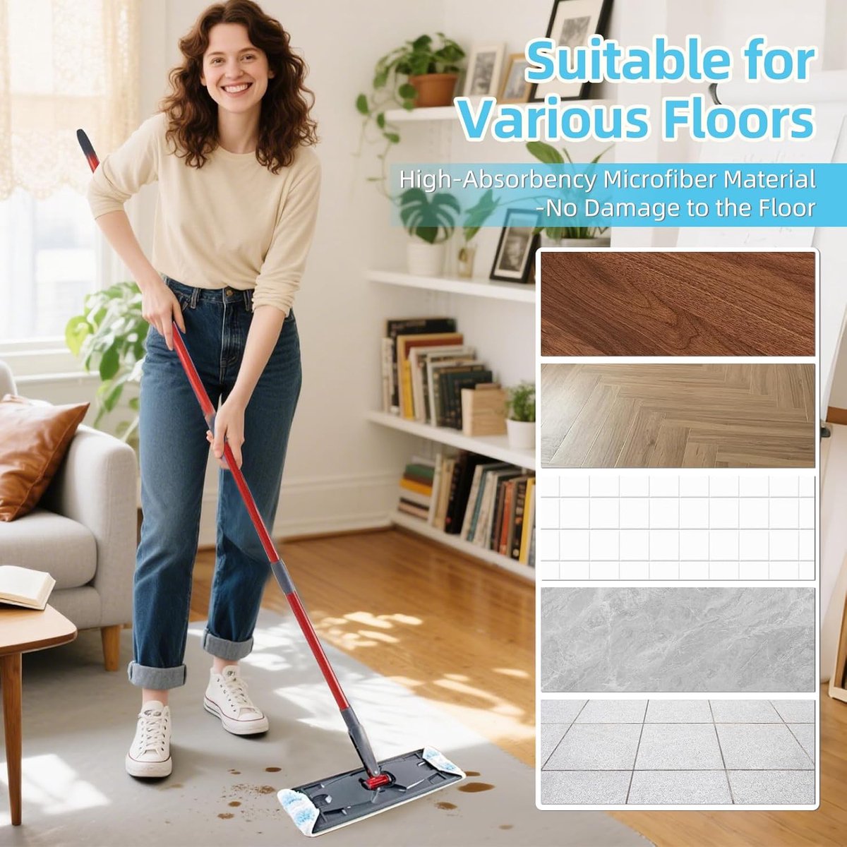 8-piece replacement mop pad set suitable for O Cedar H2prO mop system, suitable for Vileda H2PrO Flat Mop Refill Kit - mop head replacement - replacement mop pads - machine washable, reusable, easy to install, for all hard floors