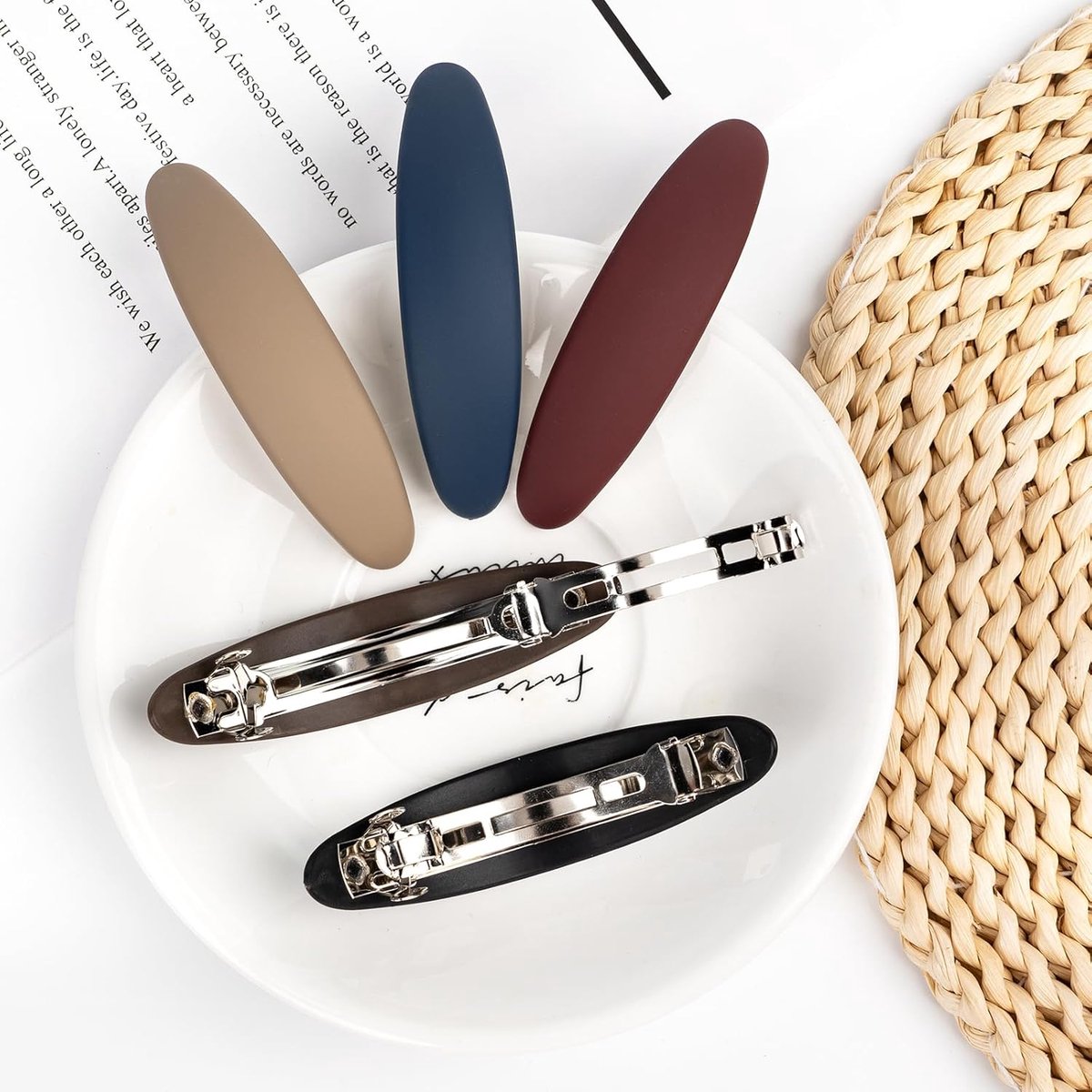 Hairpin - 5 Pieces - Women's Hair Clips - Hair Accessory - Hairdresser Hair Clips - Hair Clip - Curved Flat Clips - Thin, Large & Classic Snap Hair Clips - Flat Claw Clip for Women - French Hair Clips - Fine & Medium Thick Hair Clips