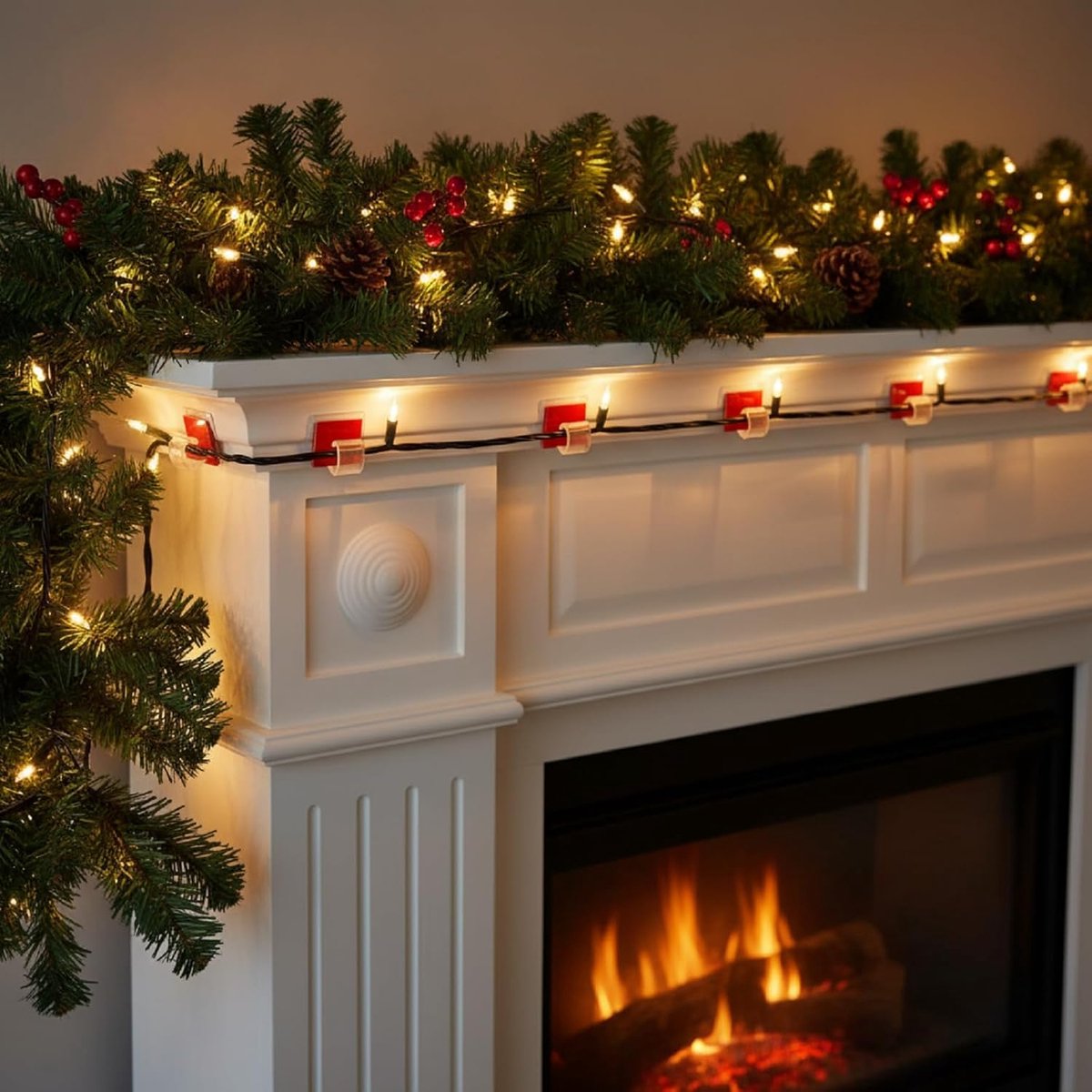 120 pieces - Cable clips - Cable holder - Cable clamp - Cord organizer - Outdoor lighting clips - transparent self-adhesive cable clips - for Christmas lights - with adhesive strips - patio decoration - for hanging wires and cable management - 14*14 mm