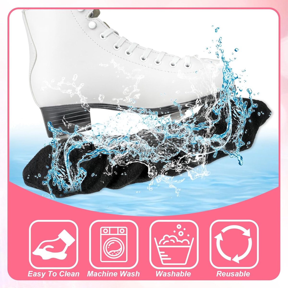 Skate guards - Sports skate guards - Skate covers - skate blade protectors - for men and women - sports blade protectors - protective covers - skating accessories - for field hockey skates, figure skates and ice skates - black - S - 30cm