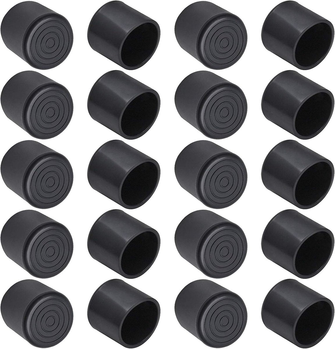 20 pieces - Chair Leg Caps - 22*22*25mm - furniture leg covers - Round rubber furniture leg protectors - Chair protector - floor protection - chair leg protectors - chair socks - for chair legs, table and sofa - black