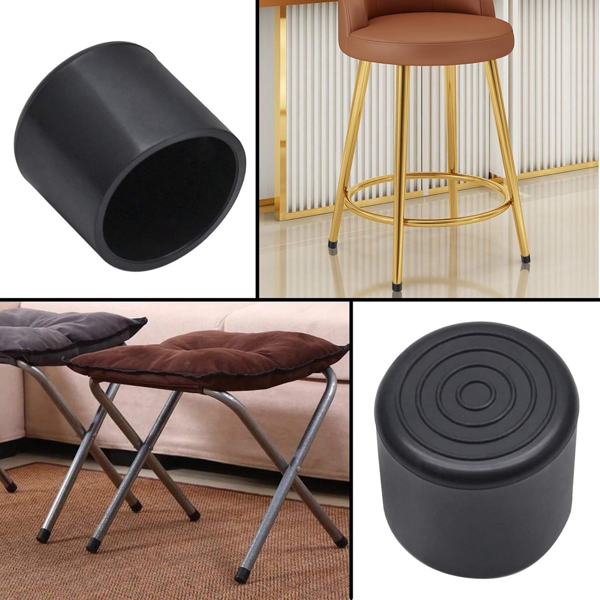 20 pieces - Chair Leg Caps - 22*22*25mm - furniture leg covers - Round rubber furniture leg protectors - Chair protector - floor protection - chair leg protectors - chair socks - for chair legs, table and sofa - black
