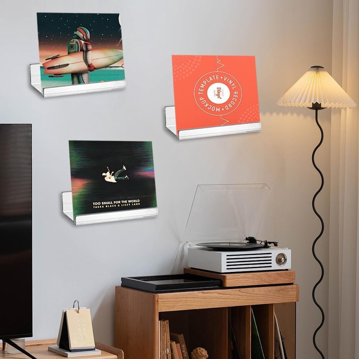 8 pieces - 4 inch - vinyl record wall brackets - clear acrylic wall shelf vinyl record holder - Vinyl record rack - Storage rack - Display stand - Acrylic display stand - for bedroom, living room - 10*3.5*3 cm - transparent