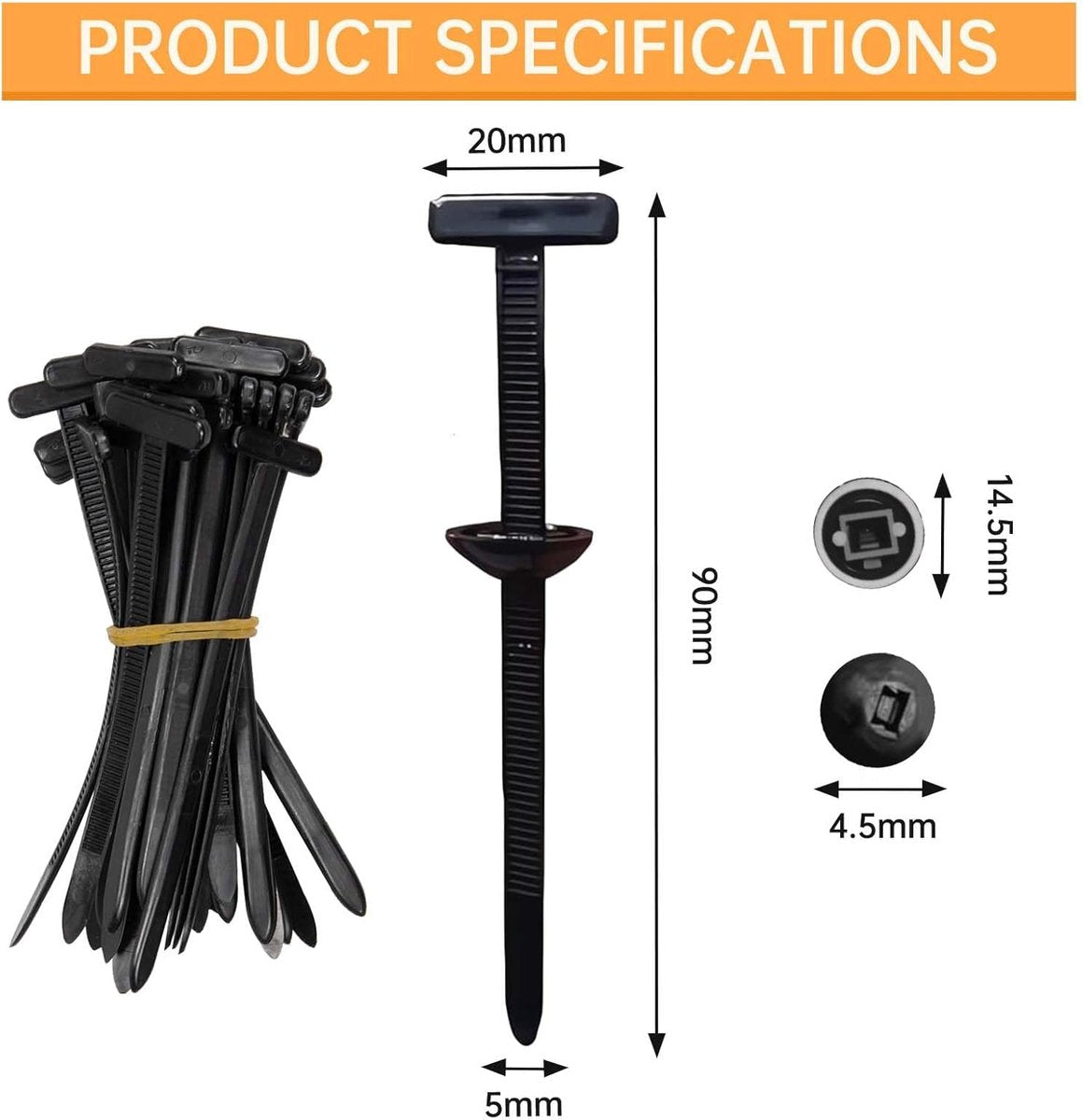 100 pieces - Nylon cable tie buckle - cable ties - nylon cable tie holder - self-locking plastic cable ties - self-locking nylon zip tie holder - for daily car repairs, home and office - 9*2 cm - black