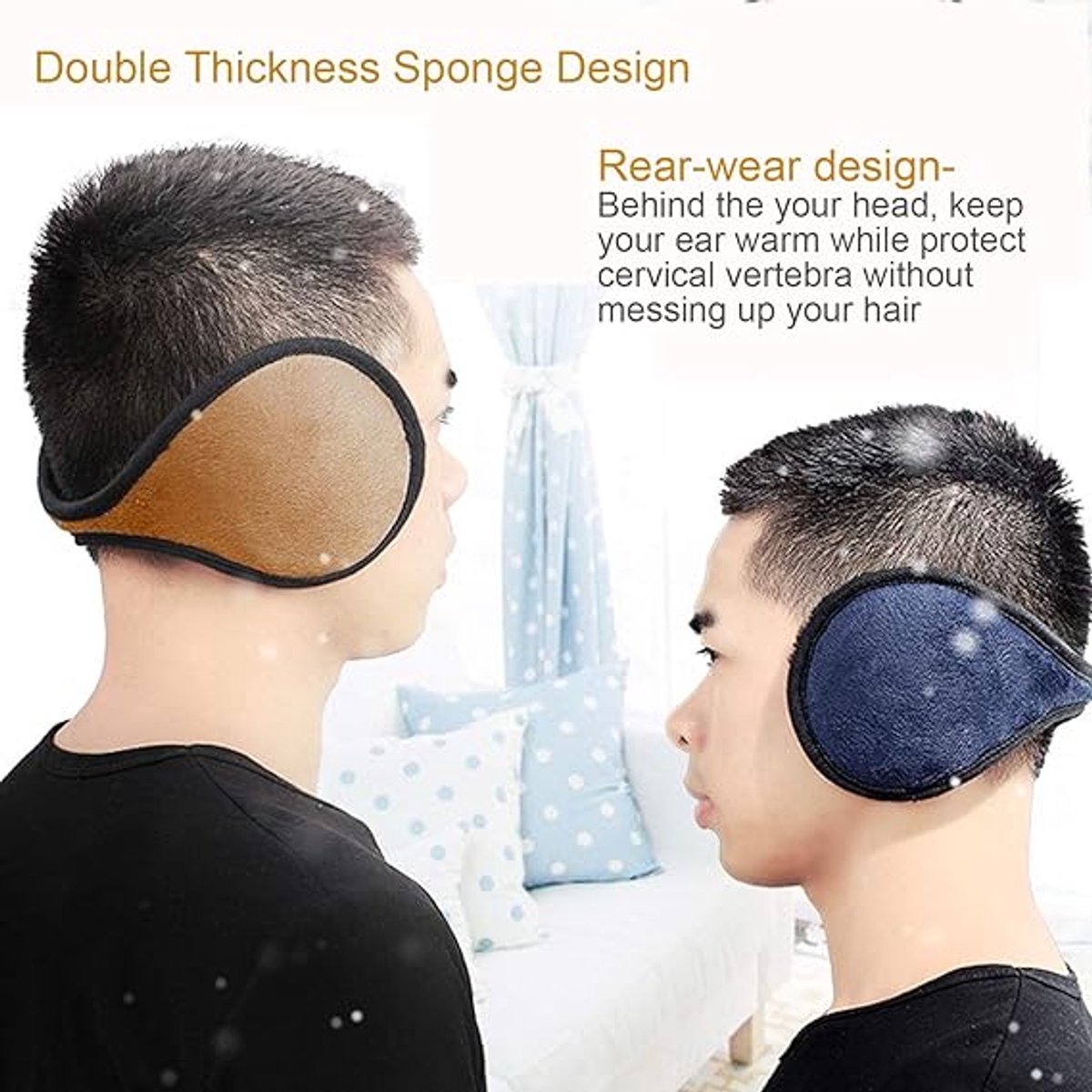Soft Ear Warmers - 4 Pieces - Men's Ear Warmers - Self-Clapping Ear Warmers - Earmuffs - Ear Muffs - Headband - Hairband - Behind the Head - Unisex - Windproof - Comfortable - for winter sports, outdoor activities, and snowboarding