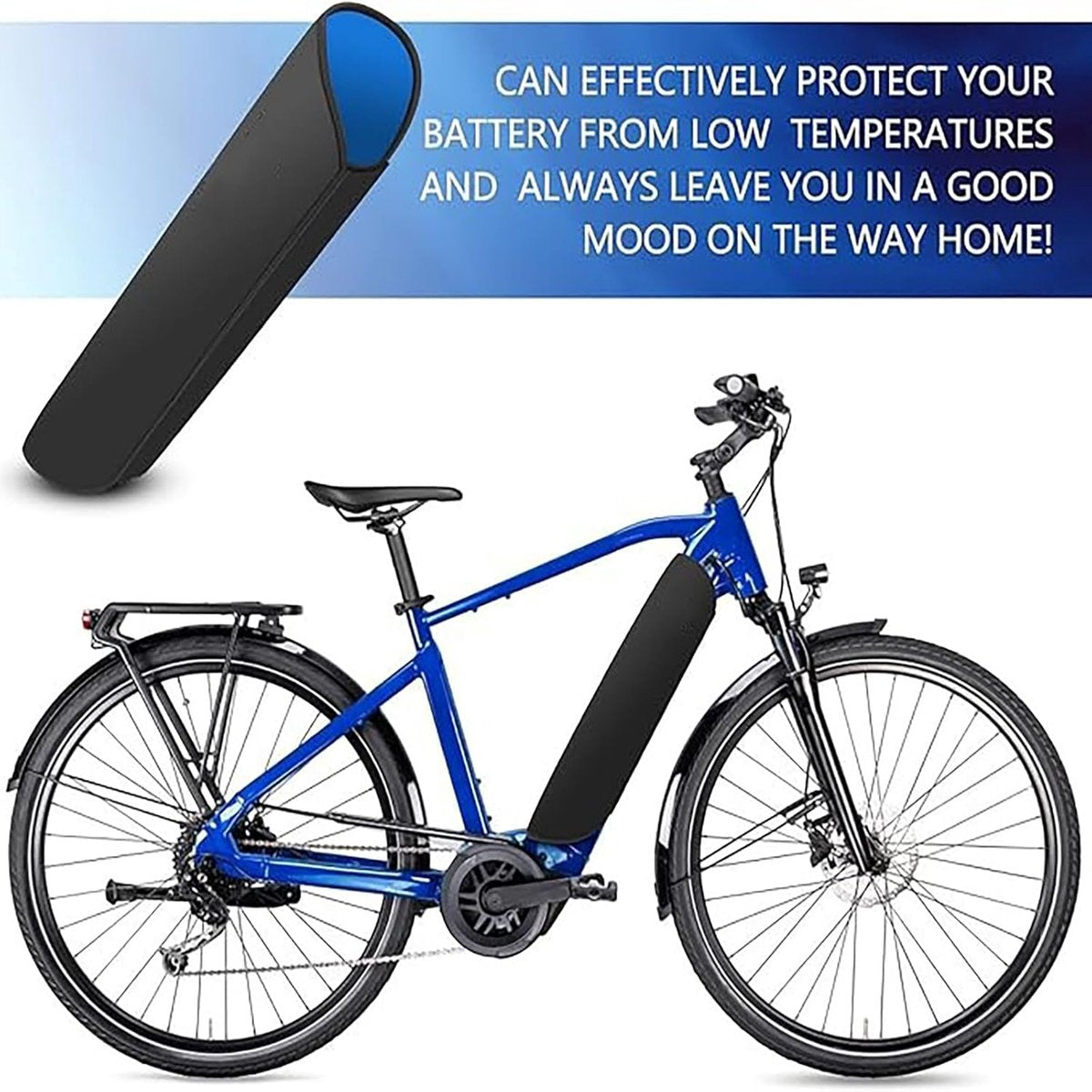E-Bike Battery Protective Cover - 2 Pieces - Waterproof E-bike Battery Cover - Integrated Battery Cover - Bicycle Battery Protective Cover - E-bike Cover Accessories - For a Greater Range - Built-in Battery Protection - Extends Lifespan and Durability - B