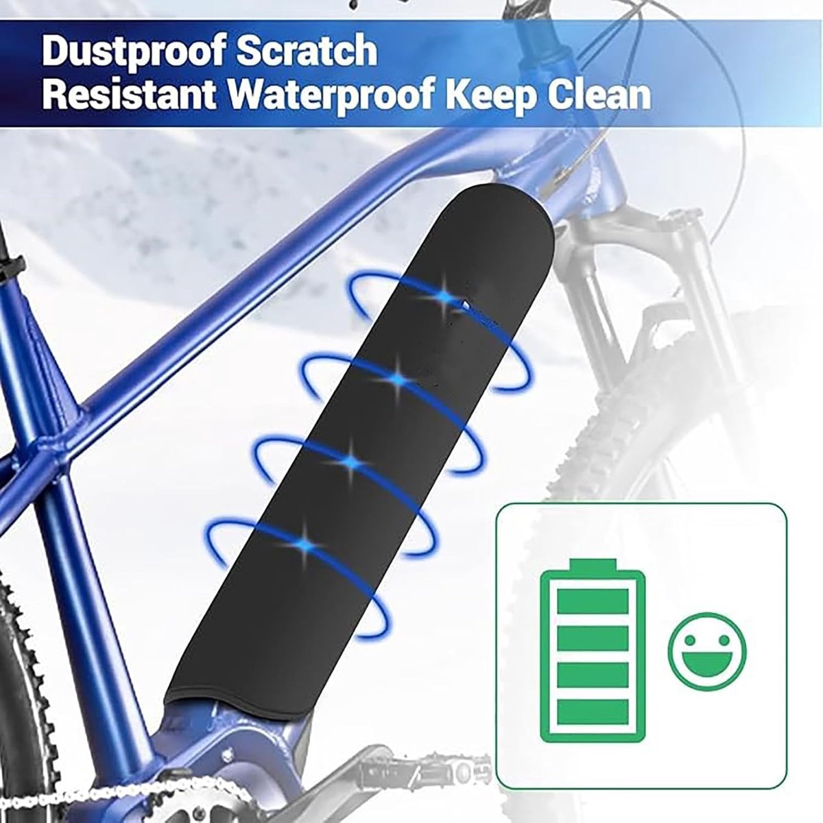E-Bike Battery Protective Cover - 2 Pieces - Waterproof E-bike Battery Cover - Integrated Battery Cover - Bicycle Battery Protective Cover - E-bike Cover Accessories - For a Greater Range - Built-in Battery Protection - Extends Lifespan and Durability - B
