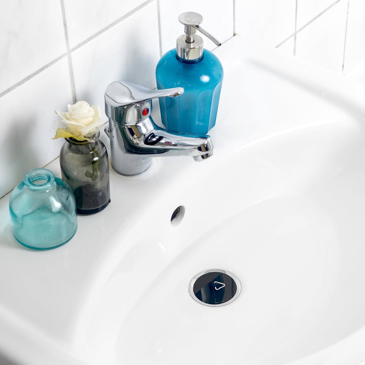Universal Bath Stopper 4 Pieces - Sink Cap - Drain Stopper - Sink Plug - Plug Stopper - Universal Sink Stopper - Rubber Sink Plug with Hanging Ring - for Drain Ø 44 to 42 mm - Universal Plugs - For Bathtub, Kitchen, Bathroom - Black