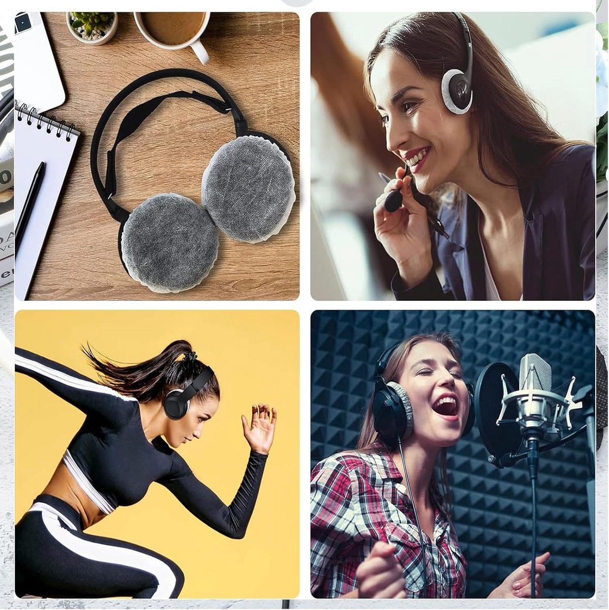 Elastic Headphone Hygiene Cases - 100 pieces - non-woven fabric headphone covers - replacement headphone hygiene cases - elastic stretch - universal - cover case 11cm - for home, sports and office - Black