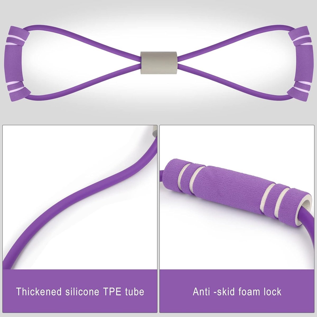Fitness Elastic Bands - 2 Pieces - Figure 8 Resistance Bands - Resistance Power Band Tube - Fitness Bands - Yoga Resistance Band - Stretch Fitness Band - Resistance Cable - Pull Rope - Chest, Arm and Shoulder Stretch Bands - for Home Training, Strength Tr