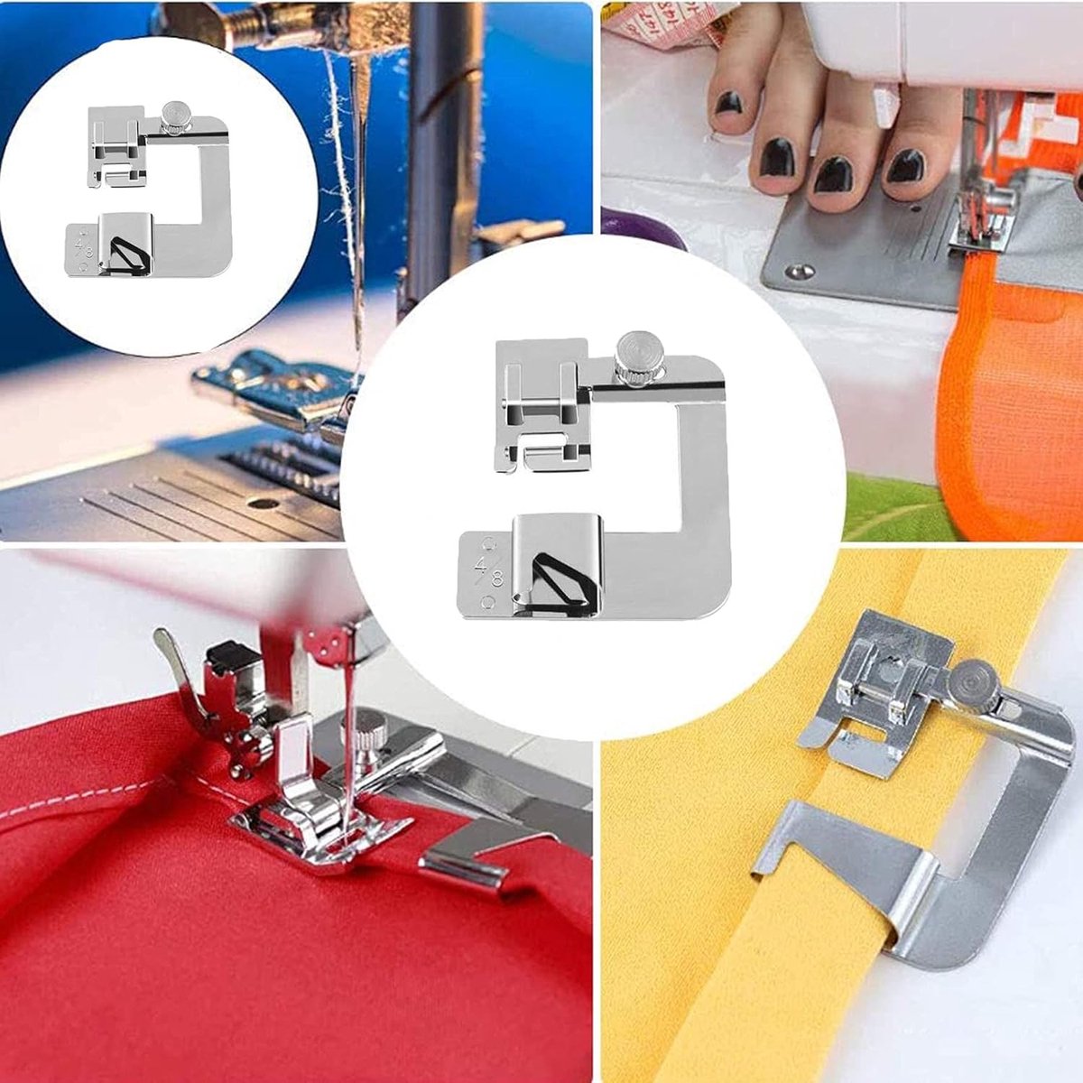 Sewing machine feet - Hem Presser Foot - 3 Sizes - Sewing Machine Hemming Foot Kit - universal presser feet - Presser feet - sewing machine accessories - Rolled hem presser foot for most sewing machines with low spindle adapter (4/8, 6/8, 8/8 inch)