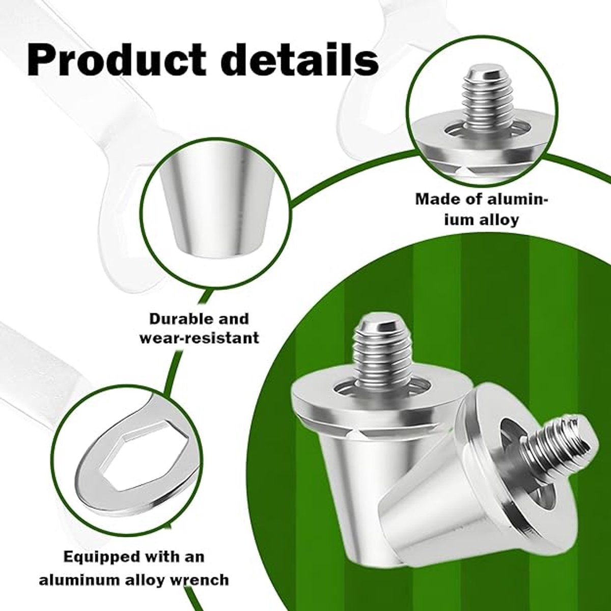 12 pieces - football studs - replacement metal football studs - 8 11mm and 4 13mm football studs - with tools - replacement football studs for football boots - football boot accessories - silver