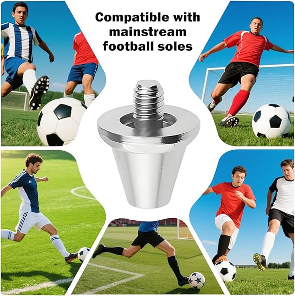 12 pieces - football studs - replacement metal football studs - 8 11mm and 4 13mm football studs - with tools - replacement football studs for football boots - football boot accessories - silver