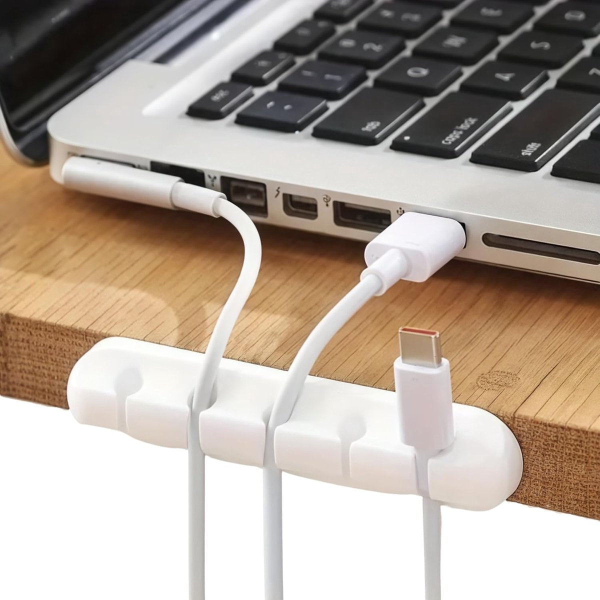 3 pieces - Cable holder - Cable clamp holder - cable management system - cable organizer - cable clip - desk organizer - cable tray - for cables, power cords, USB charging cables, chargers, audio cables - 3, 5, 7-hole - white