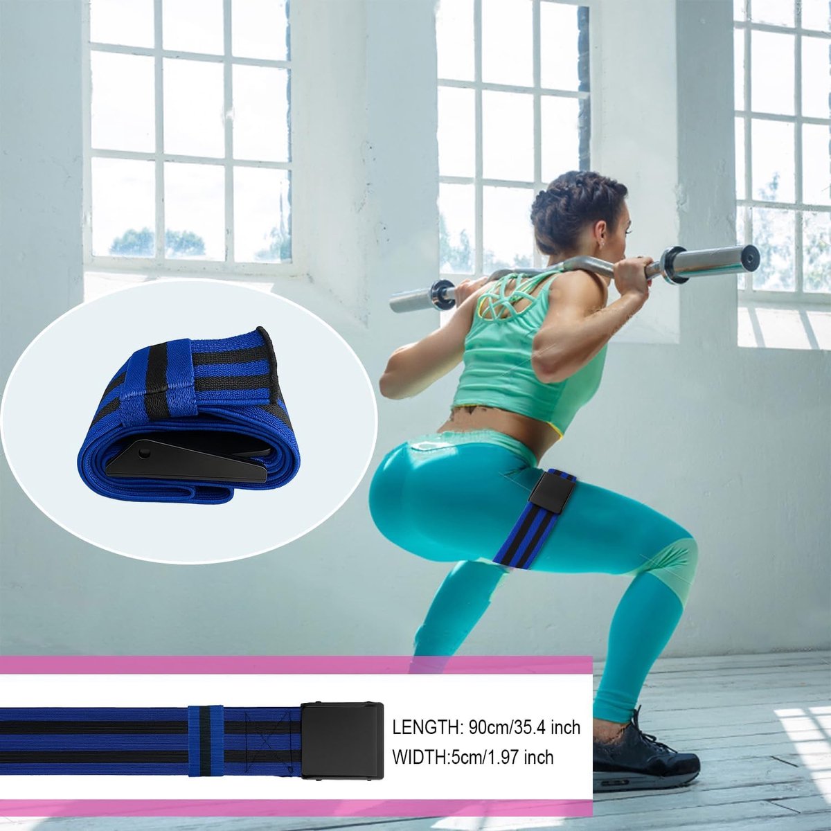 Resistance Bands - Resistance band - Booty bands - Fitness Elastic - Fitness Resistance Bands - Booty bands for training - Blood flow restriction bands - Adjustable BFR training bands - for training your glutes, squat, thighs - Blue