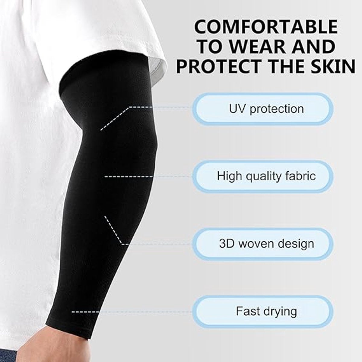 4 pairs of sleeves - Unisex - Sleeves - Ultralight sleeves - Arm Sleeve - UV protection for arms - Sunscreen Sleeve Ice Side Arm Sleeves - Comfort Cooling Sports Compression Sleeves - Ideal for sports, cycling, golfing - Black/Grey/Dark Grey