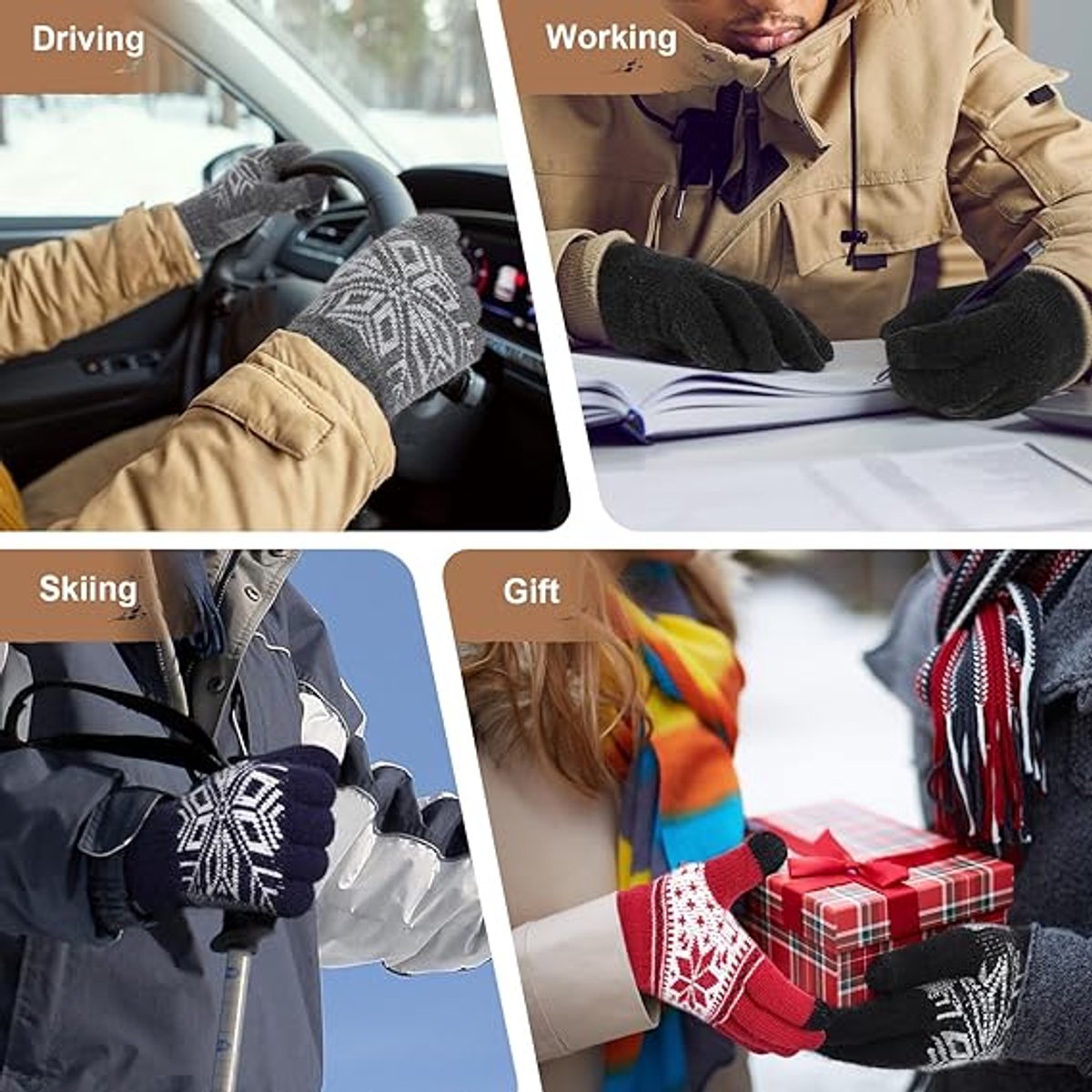 Women's Gloves - Men's Gloves - Men's / Women's Gloves - Winter Gloves - Knitted Glove with Fleece Lining - Touchscreen Glove - Extra Thick Gloves - Warm and Thick - for Cold Weather - Grey
