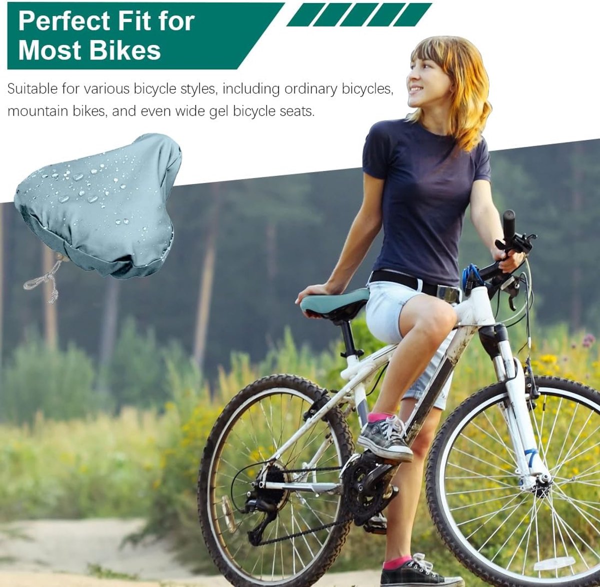 Bicycle Saddle Cover - Bicycle Saddle Cover - Waterproof Saddle Cover - Cover for Bicycle Saddle - Rain Cover - Saddle Cover - waterproof bicycle saddle cover - with drawstring - outdoor saddle cover - bicycle accessories - universal - rain and dust prote