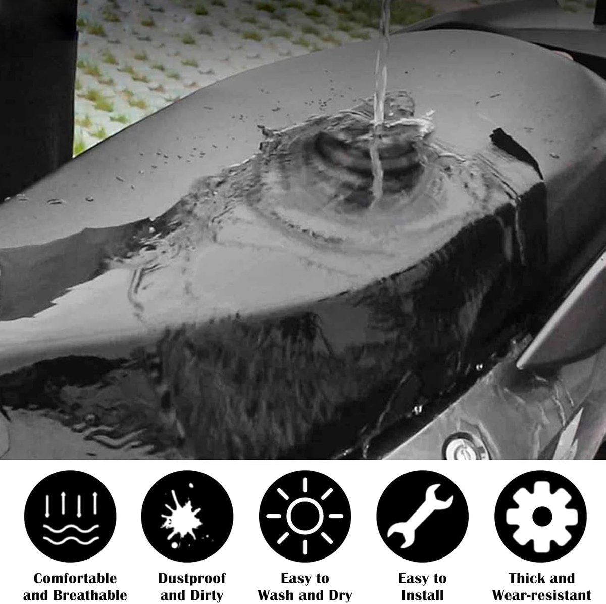 Motorcycle Seat Cover - Electric Bike Seat Cover - Scooter Seat Cover - Rain Seat Cover Scooter - Waterproof PU Scooter Seat Cover - Universal Seat Cover - Wear-Resistant Waterproof Cover - Seat Cover - For Most - 80*60 cm - Black