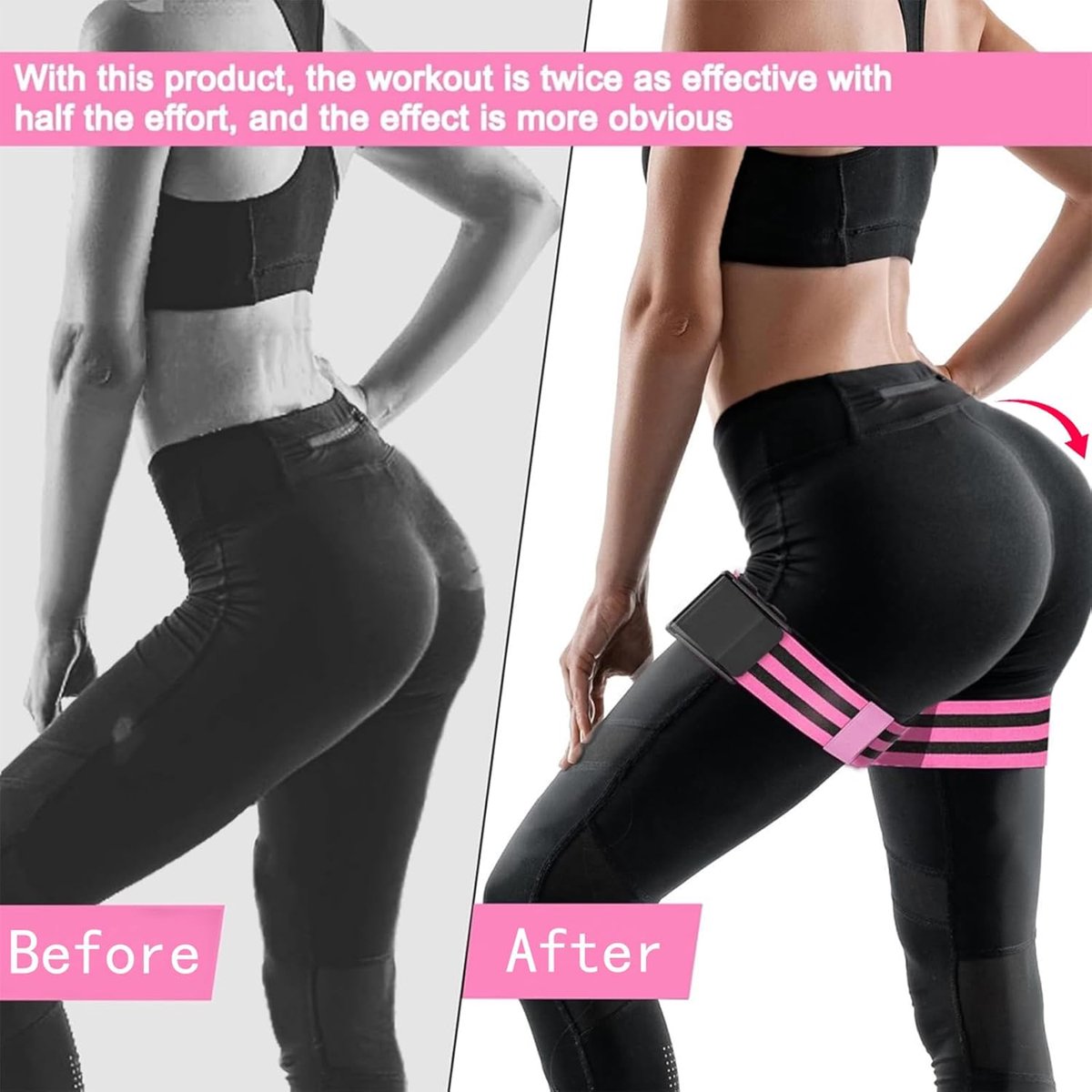 Resistance Bands - Resistance band - Booty bands - Fitness Elastic - Fitness Resistance Bands - Booty bands for training - Blood flow restriction bands - Adjustable BFR training bands - for training your glutes, squat, thighs - Pink