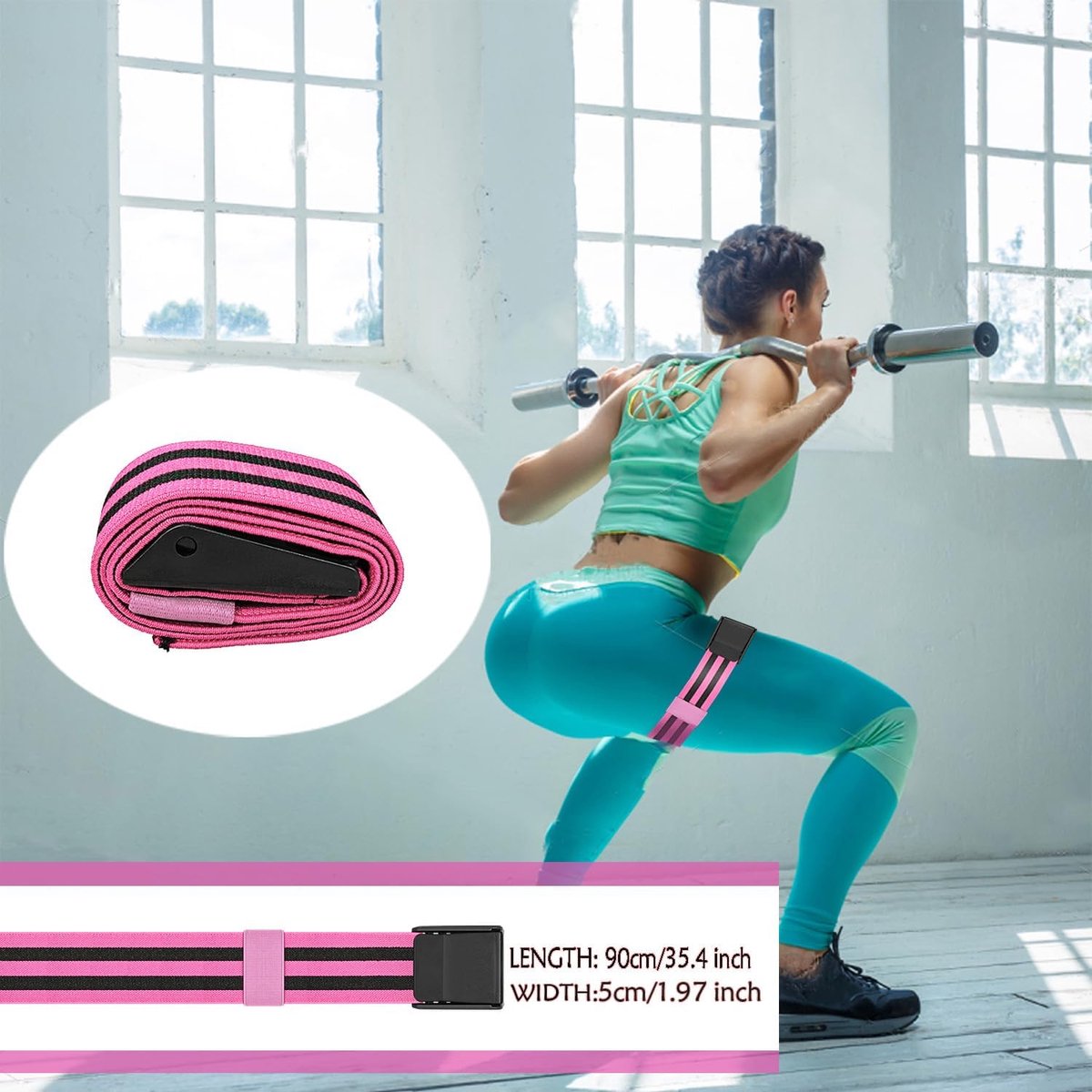 Resistance Bands - Resistance band - Booty bands - Fitness Elastic - Fitness Resistance Bands - Booty bands for training - Blood flow restriction bands - Adjustable BFR training bands - for training your glutes, squat, thighs - Pink