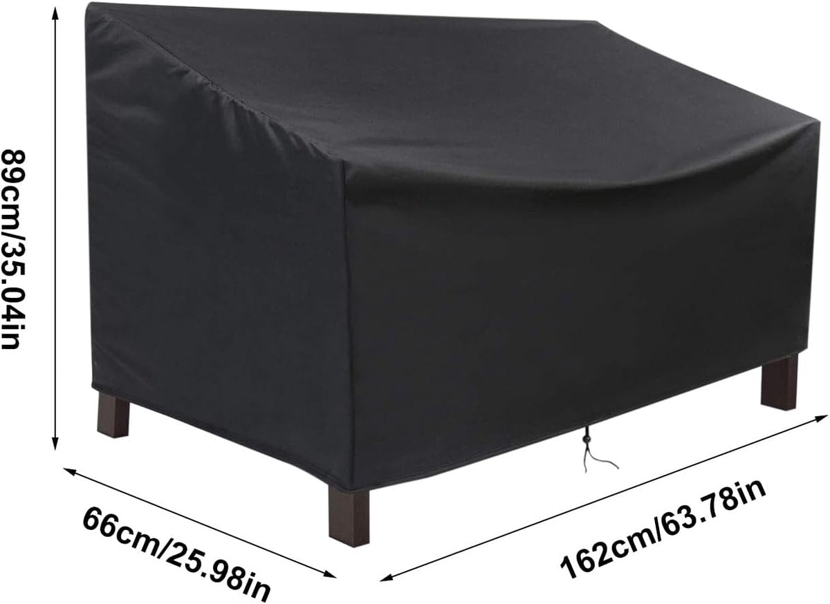 163*66*89 cm - Garden bench covers - Garden chair covers - Dust cover - waterproof - Garden accessories - 2-seater - cover for garden bench - windproof - anti-UV - tear resistance - 210D Oxford fabric - Loveseat cover - for 2-seater bench - black