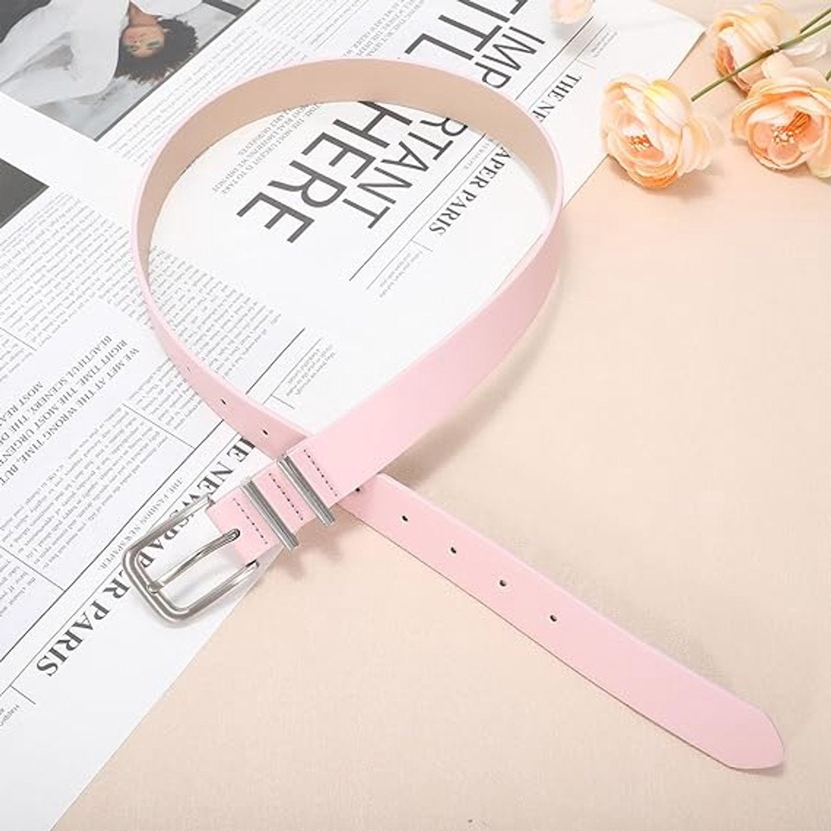 Belt - women's belt - Stylish retro - Trouser belt - Women - Adjustable Unisex Belt - 110cm - leather - women's belts for jeans dresses trousers women's leather waist belt with gold buckle - 110 CM - Pink