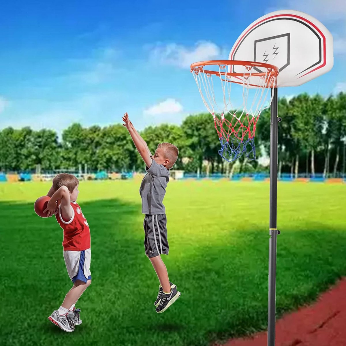 4 pieces - Basketball net - heavy-duty basketball nets - basketball net replacement set - portable basketball net - suitable for school sports fields, indoor and outdoor basketball - 50 cm - white, red and blue