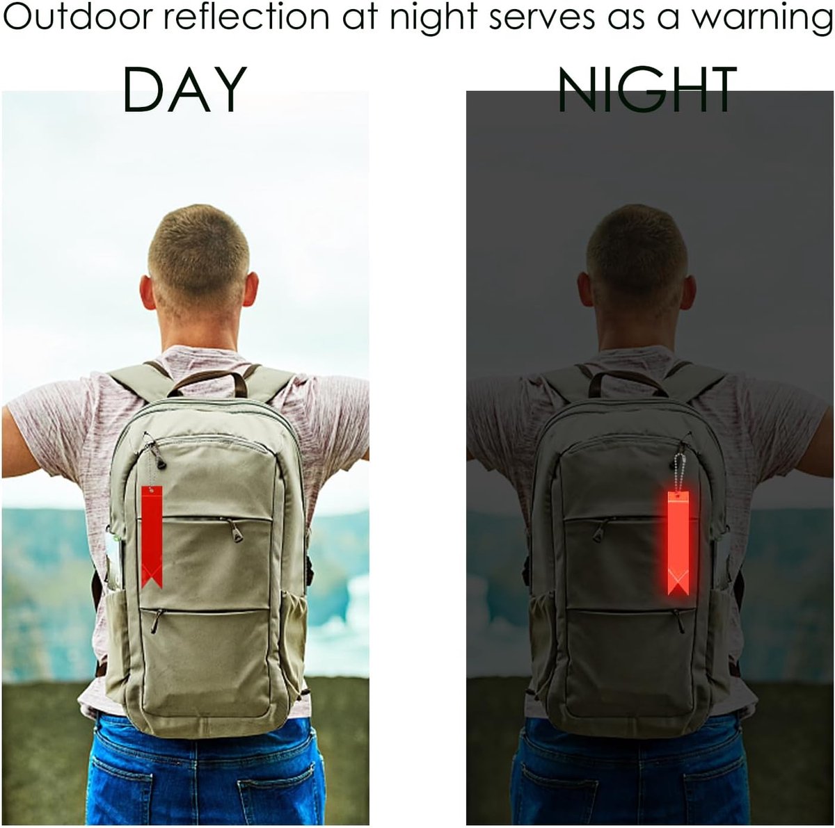 12 pieces - Reflective hangers - Reflective strips - Backpack hangers - children's school bag hanger - keychain - safety warning hanger - suitable for cycling, walking and running - 15 cm